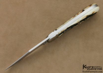 Jerry Halfrich Custom Knife 8/14/2013 Stag Trapper with Rounded Fluted Bolsters and Shield - Image 4