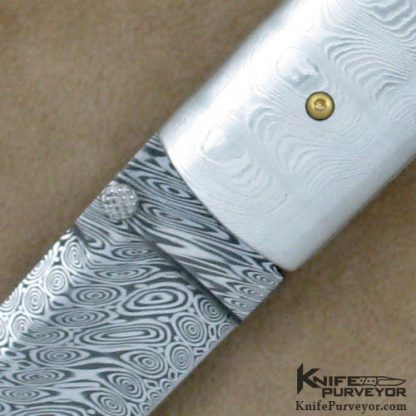 Jerry McClure Custom Knife Damasteel Linerlock with 18 Kt Gold Moon Faces by Amayak Stepanyan - Image 2