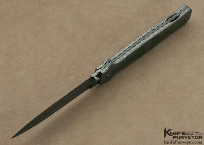 Jerry Rados Custom Knife "Turkish Twist "Damascus & Jade Interframe Lockback Dagger - Image 4