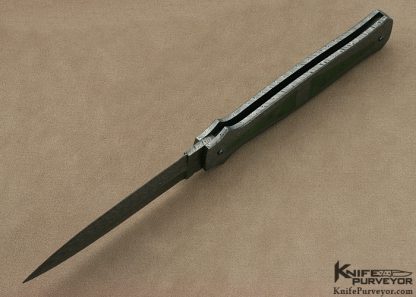 Jerry Rados Custom Knife "Turkish Twist "Damascus & Jade Interframe Lockback Dagger - Image 5