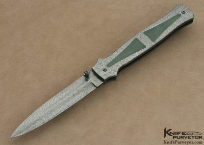 Jerry Rados Custom Knife "Turkish Twist "Damascus & Jade Interframe Lockback Dagger