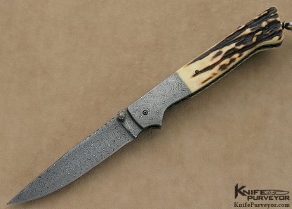 Jerry Rados Custom Knives Stag & Turkish Twist Damascus Bale Lock