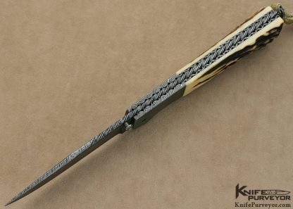 Jerry Rados Custom Knives Stag & Turkish Twist Damascus Bale Lock - Image 6