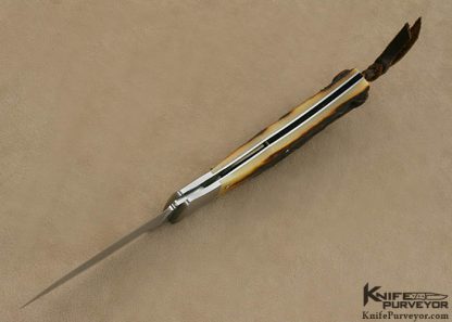 Jess Horn Custom Knife Amber Stag Model PFFL "Pocket Fighter" Front Lock #011 made in 1999 - Image 7