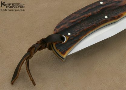 Jess Horn Custom Knife Amber Stag Model PFFL "Pocket Fighter" Front Lock #011 made in 1999 - Image 4