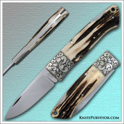 Jess Horn's Custom Knife: American Bicentennial Stag Lockback Engraved by Mel Wood