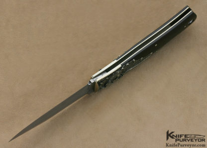 Jess Horn Custom Knife Gary Blanchard Engraved "Bat" Damascus Lockback - Image 6