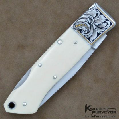 Jess Horn Custom Knife Lockback Engraved by Julie Warenski - Image 3