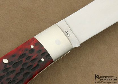 Jess Horn Custom Knife Red Jigged Bone Lockback Bullet - Image 4