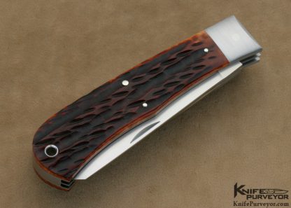 Jess Horn Custom Knife 2 Blade Red Jigged Bone Bullet Slip joint - Image 3