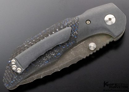 Jesse Jarosz Custom Knife "Pulsar" Top Linerlock with Blue Lightning Strike Carbon Fiber - Image 5