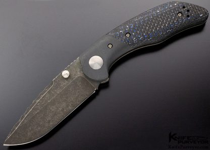 Jesse Jarosz Custom Knife "Pulsar" Top Linerlock with Blue Lightning Strike Carbon Fiber
