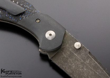 Jesse Jarosz Custom Knife "Pulsar" Top Linerlock with Blue Lightning Strike Carbon Fiber - Image 4