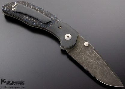Jesse Jarosz Custom Knife "Pulsar" Top Linerlock with Blue Lightning Strike Carbon Fiber - Image 3