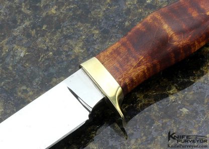 Jim Crowell Custom Knife Tiger Striped Maple with Brass Guard and Butt Cap - Image 2
