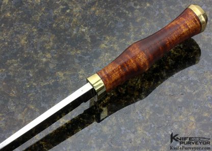 Jim Crowell Custom Knife Tiger Striped Maple with Brass Guard and Butt Cap - Image 4