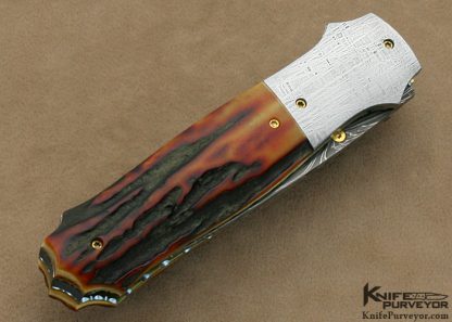 Jim Downs Custom Knife Amber Stag, Meteorite & Damascus Linerlock "Best of Show" WRCA Expo Dover, Ohio 2009 Knife Show - Image 3