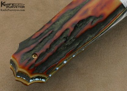 Jim Downs Custom Knife Amber Stag, Meteorite & Damascus Linerlock "Best of Show" WRCA Expo Dover, Ohio 2009 Knife Show - Image 4