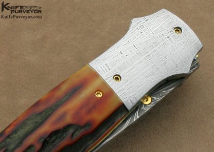 Jim Downs Custom Knife Amber Stag, Meteorite & Damascus Linerlock "Best of Show" WRCA Expo Dover, Ohio 2009 Knife Show - Image 5
