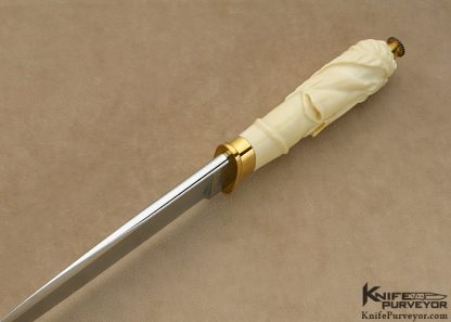 Jim Ence Custom Knife Carved Mastodon Ivory "Poppy" San Francisco Dagger - Image 6