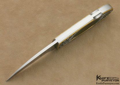 Jim Martin Custom Knives Jon Robyn Engraved Blacklip Tahitian Pearl Shell Interframe Lockback - Image 6