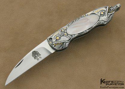 Jim Martin Custom Knife Dan Wilkerson Engraved Pinklip Pearl Interframe Lockback Folder