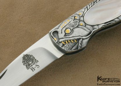 Jim Martin Custom Knife Dan Wilkerson Engraved Pinklip Pearl Interframe Lockback Folder - Image 2