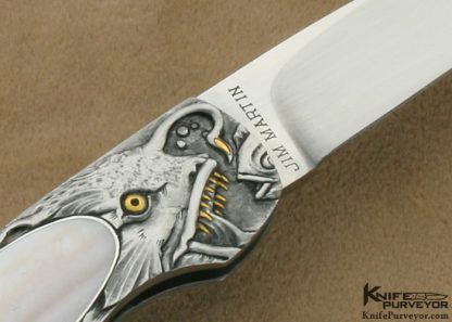Jim Martin Custom Knife Dan Wilkerson Engraved Pinklip Pearl Interframe Lockback Folder - Image 6