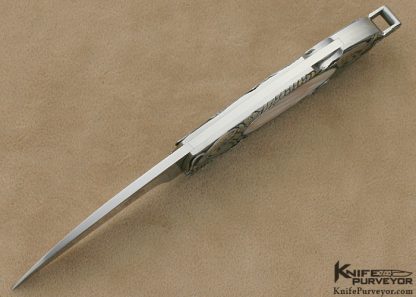 Jim Martin Custom Knife Dan Wilkerson Engraved Pinklip Pearl Interframe Lockback Folder - Image 7