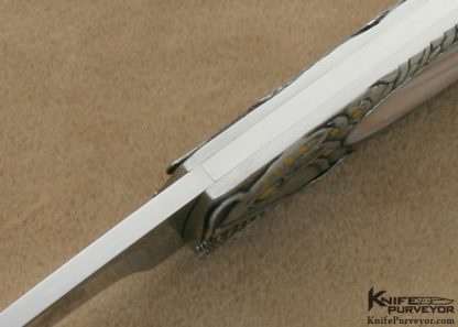 Jim Martin Custom Knife Dan Wilkerson Engraved Pinklip Pearl Interframe Lockback Folder - Image 8