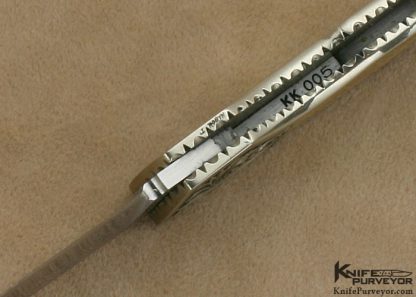 Jim Martin Custom Knife Jon Robyn Engraved Gold Lip Pearl Nickle Silver Interframe Lockback - Image 7