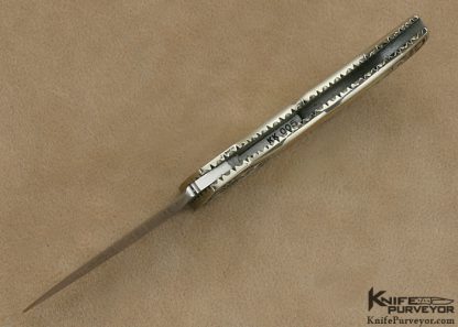 Jim Martin Custom Knife Jon Robyn Engraved Gold Lip Pearl Nickle Silver Interframe Lockback - Image 6