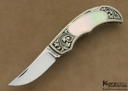 Jim Martin Custom Knife Jon Robyn Engraved Gold Lip Pearl Nickle Silver Interframe Lockback