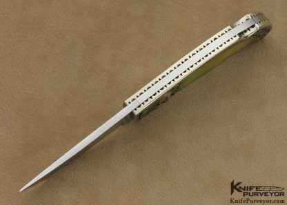 Jim Martin Custom Knife Jon Robyn Engraved Gold Lip Pearl Nickle Silver Interframe Lockback - Image 5