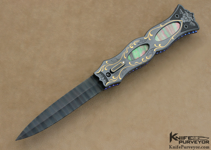 Jim Minnick Custom Knife Art Deco Auto Linerlock Dagger Engraved by Joyce  Minnick Featured In Dr. David Darom's Art and Design in Modern Custom  Folding Knives - Knife Purveyor