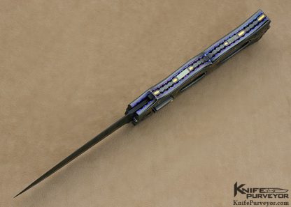 Jim Minnick Custom Knife Art Deco Auto Linerlock Dagger Engraved by Joyce Minnick Featured In Dr. David Darom's "Art and Design in Modern Custom Folding Knives" - Image 4