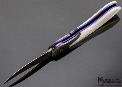 Jim Minnick Custom Knife Mother of Pearl & Damascus Linerlock - Image 5