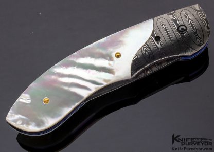 Jim Minnick Custom Knife Mother of Pearl & Damascus Linerlock - Image 3