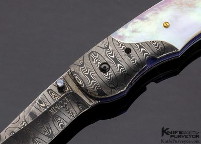Jim Minnick Custom Knife Mother of Pearl & Damascus Linerlock - Image 2