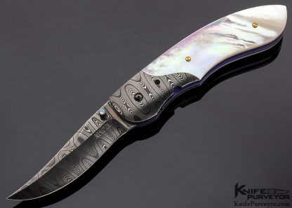Jim Minnick Custom Knife Mother of Pearl & Damascus Linerlock