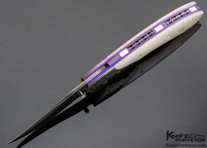 Jim Minnick Custom Knife Mother of Pearl & Damascus Linerlock - Image 4