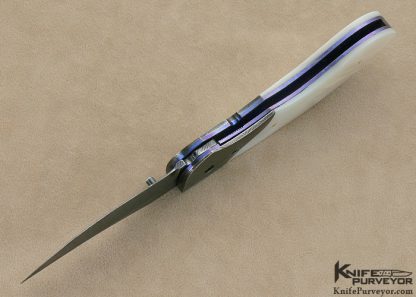 Jim Minnick Custom Knife Mother of Pearl Shell and Damascus Linerlock - Image 5