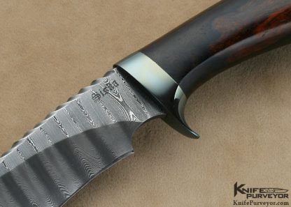 Jim Siska Custom Knife Damascus & Desert Ironwood Recurved Hunter - Image 2