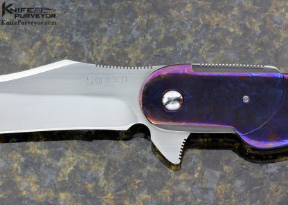 Jim Smyth Custom Knife "Deluxe P-51" Sculpted and Radiused Timascus Linerlock Flipper - Image 2