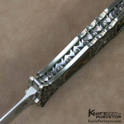 Jim Sornberger Custom Knife Sole Authorship Engraved Dagger With Antique Tortoise Shell and Gold Nuggets - Image 5