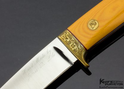 Jimmy Lile Custom Knife  Hunter Engraved with Brass Fittings and Westinghouse Micarta - Image 2