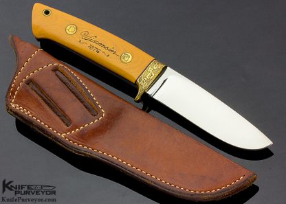 Jimmy Lile Custom Knife  Hunter Engraved with Brass Fittings and Westinghouse Micarta - Image 4