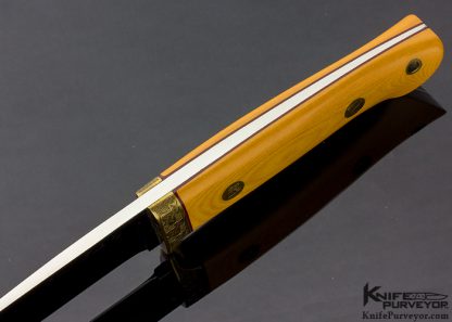 Jimmy Lile Custom Knife  Hunter Engraved with Brass Fittings and Westinghouse Micarta - Image 5