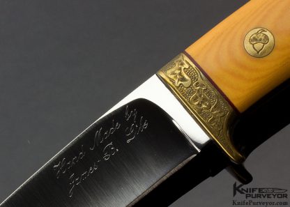 Jimmy Lile Custom Knife  Hunter Engraved with Brass Fittings and Westinghouse Micarta - Image 3