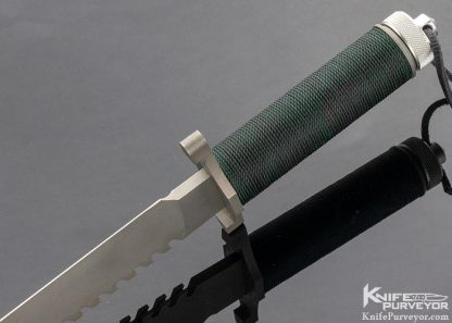 Jimmy Lile Custom Knife Green Cord wrap Survival Bowie w/ Compass - Image 8